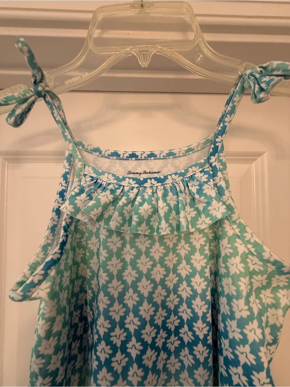 Tommy Bahama Girls Blue & Mint Green Floral Print Sundress
